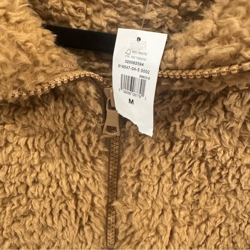 NWT Gap Cozy Teddy Tan Sherpa Half-Zip Jacket - Picture 3 of 6